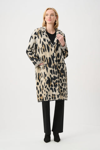 Joseph Ribkoff Feather Yarn Leopard Print Coat-263956