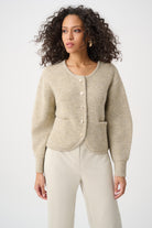 Sweater Knit Sequined Boxy Crewneck Cardigan