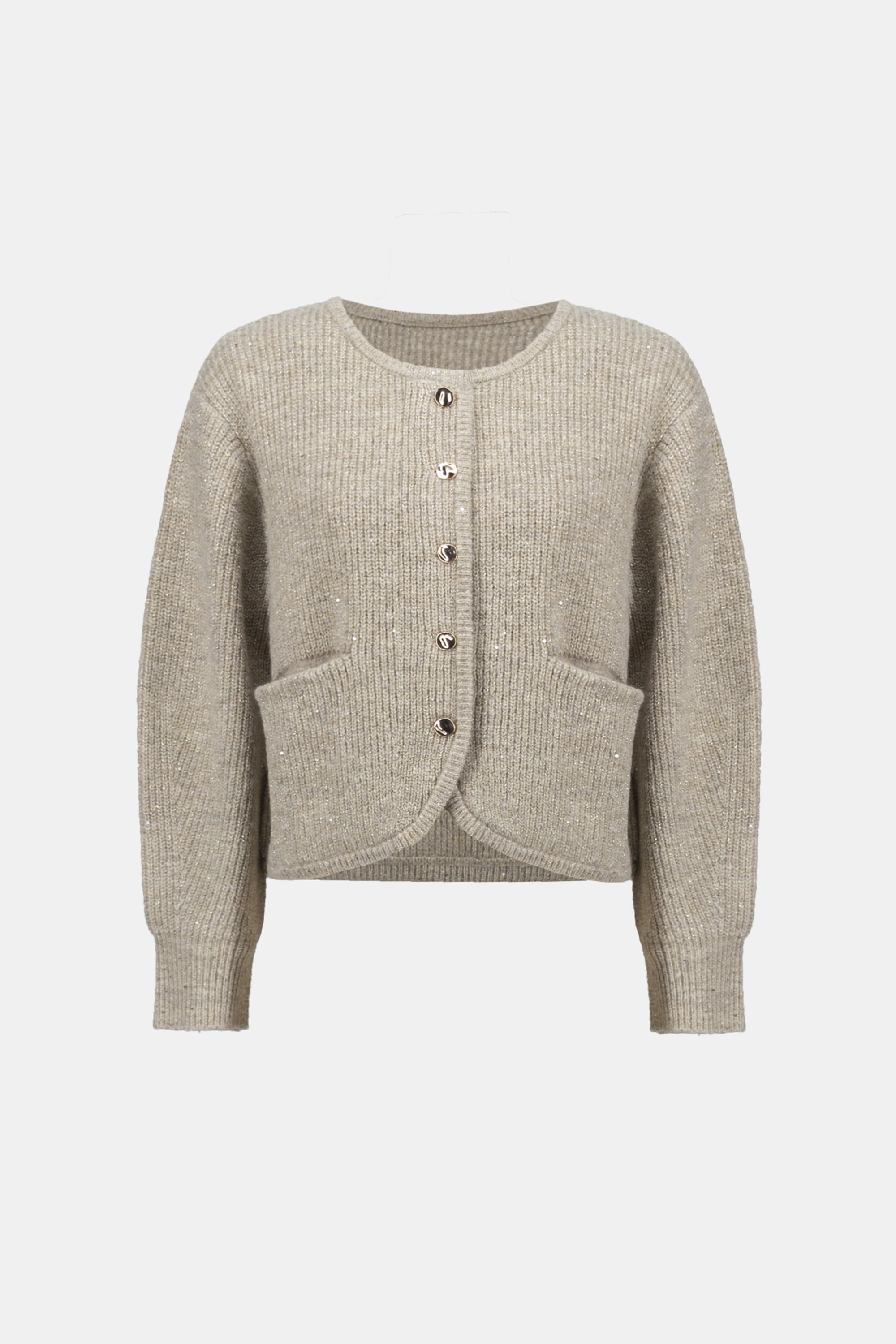 Sweater Knit Sequined Boxy Crewneck Cardigan