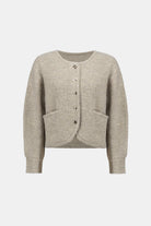 Sweater Knit Sequined Boxy Crewneck Cardigan