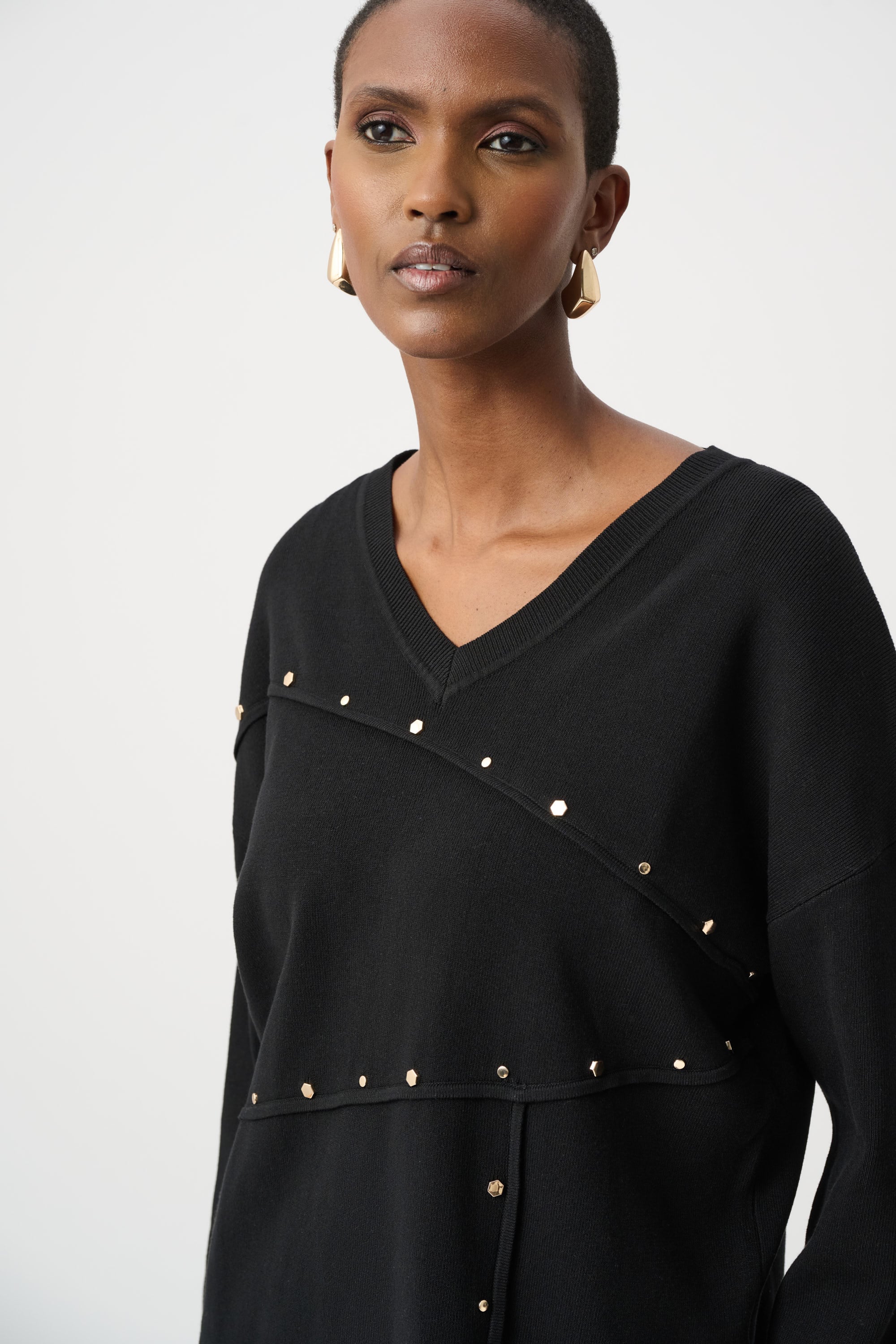 Asymmetric Sweater With Metal Stud Detail