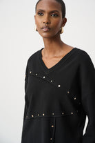 Asymmetric Sweater With Metal Stud Detail
