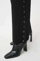 Wide Leg Pull-On Sweater Pants With Metal Stud Detail