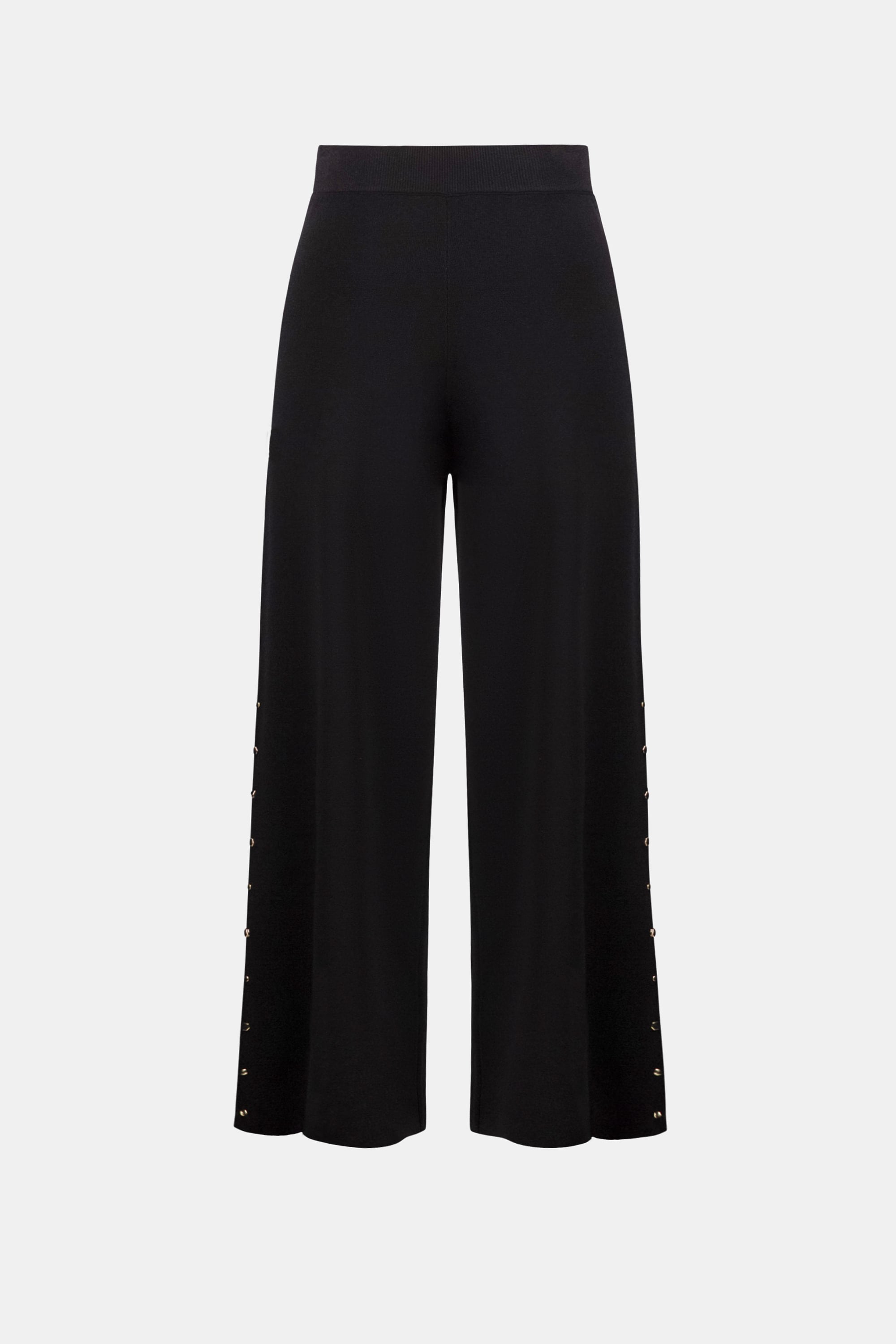 Wide Leg Pull-On Sweater Pants With Metal Stud Detail