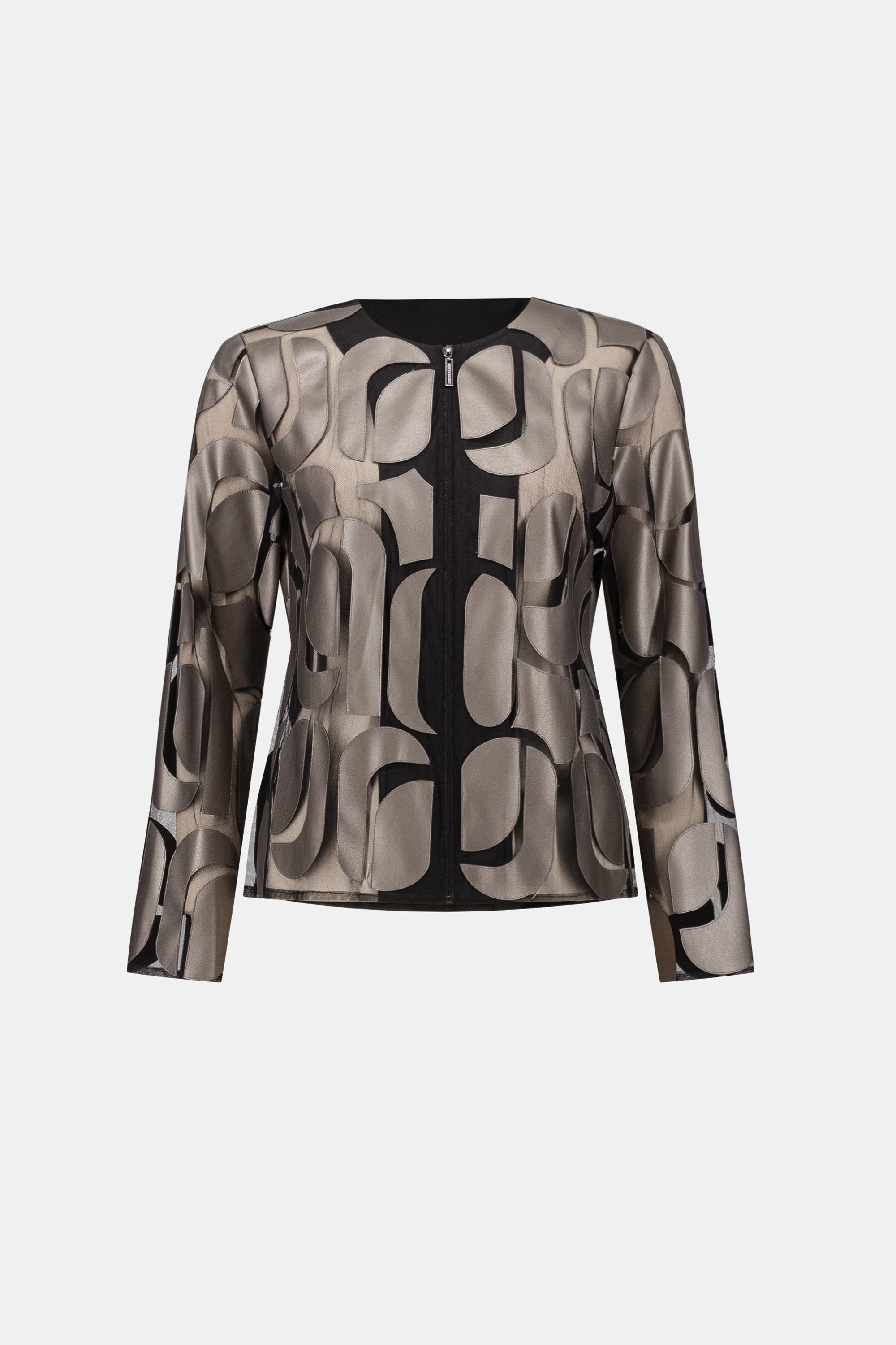 Leatherette And Mesh Embroidered Jacket