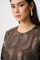 Leatherette And Mesh Embroidered Jacket