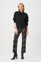 Featherweave Denim Cropped Blouse With Rhinestone Detail