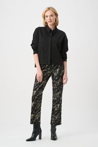 Joseph Ribkoff Featherweave Denim Cropped Blouse With Rhinestone Detail-263965