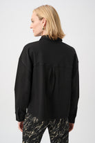 Featherweave Denim Cropped Blouse With Rhinestone Detail