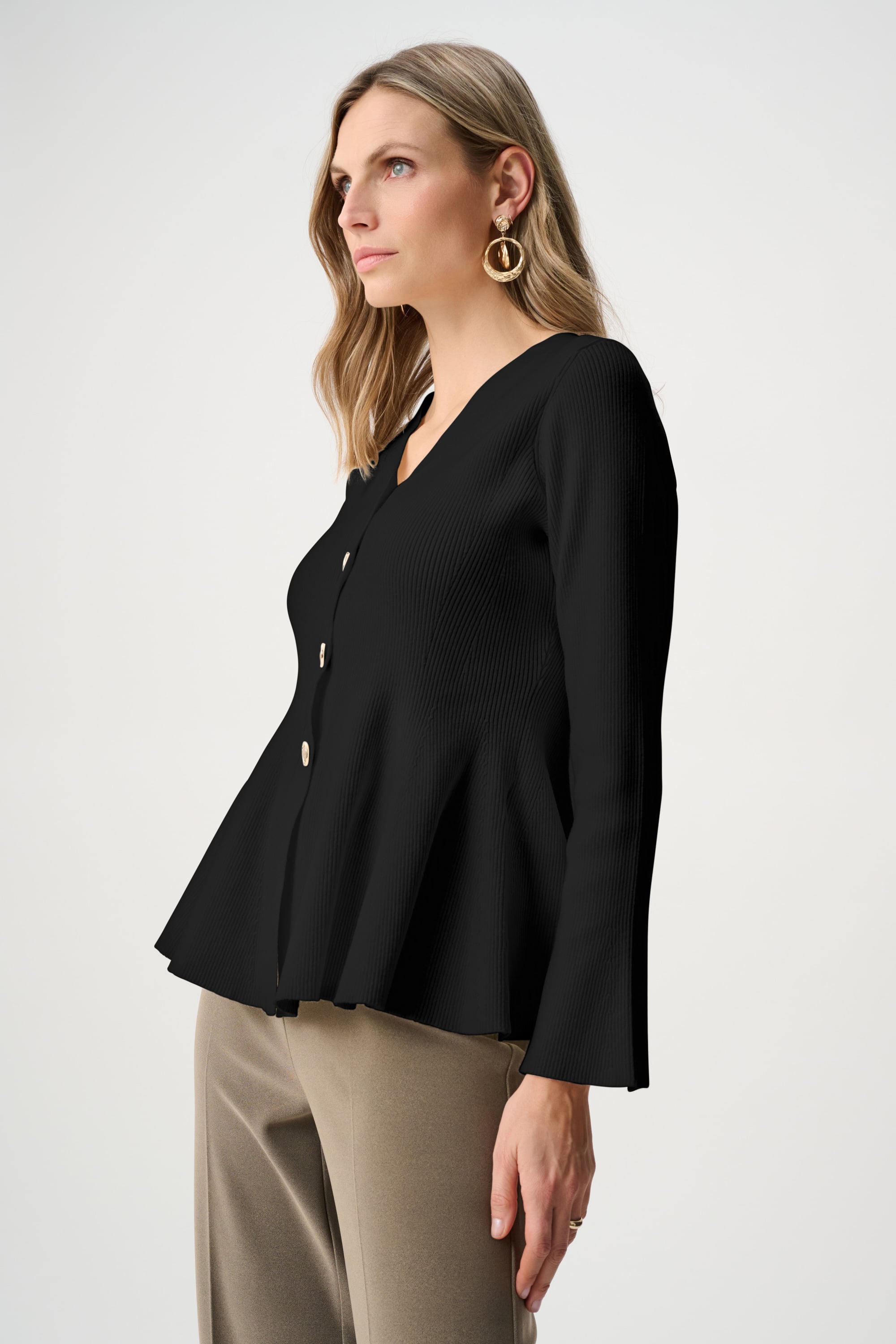 Joseph Ribkoff Cotton Knit Fit And Flare Peplum Cardigan-263968, colour 11