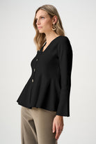 Joseph Ribkoff Cotton Knit Fit And Flare Peplum Cardigan-263968, colour 11