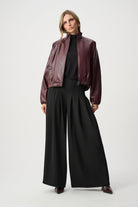 Leatherette Mock-Neck Bomber Jacket