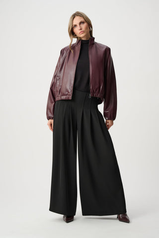Joseph Ribkoff Leatherette Mock-Neck Bomber Jacket-263971