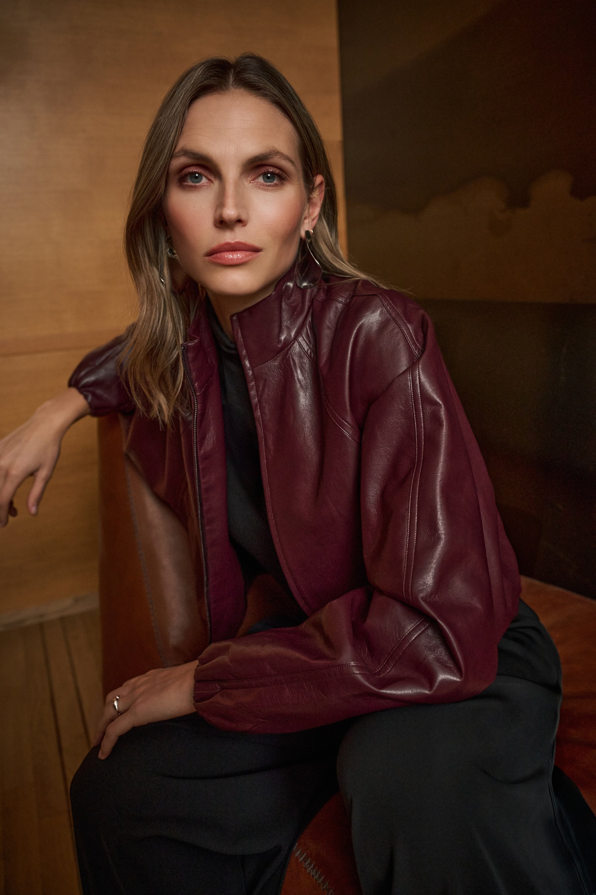 Leatherette Mock-Neck Bomber Jacket