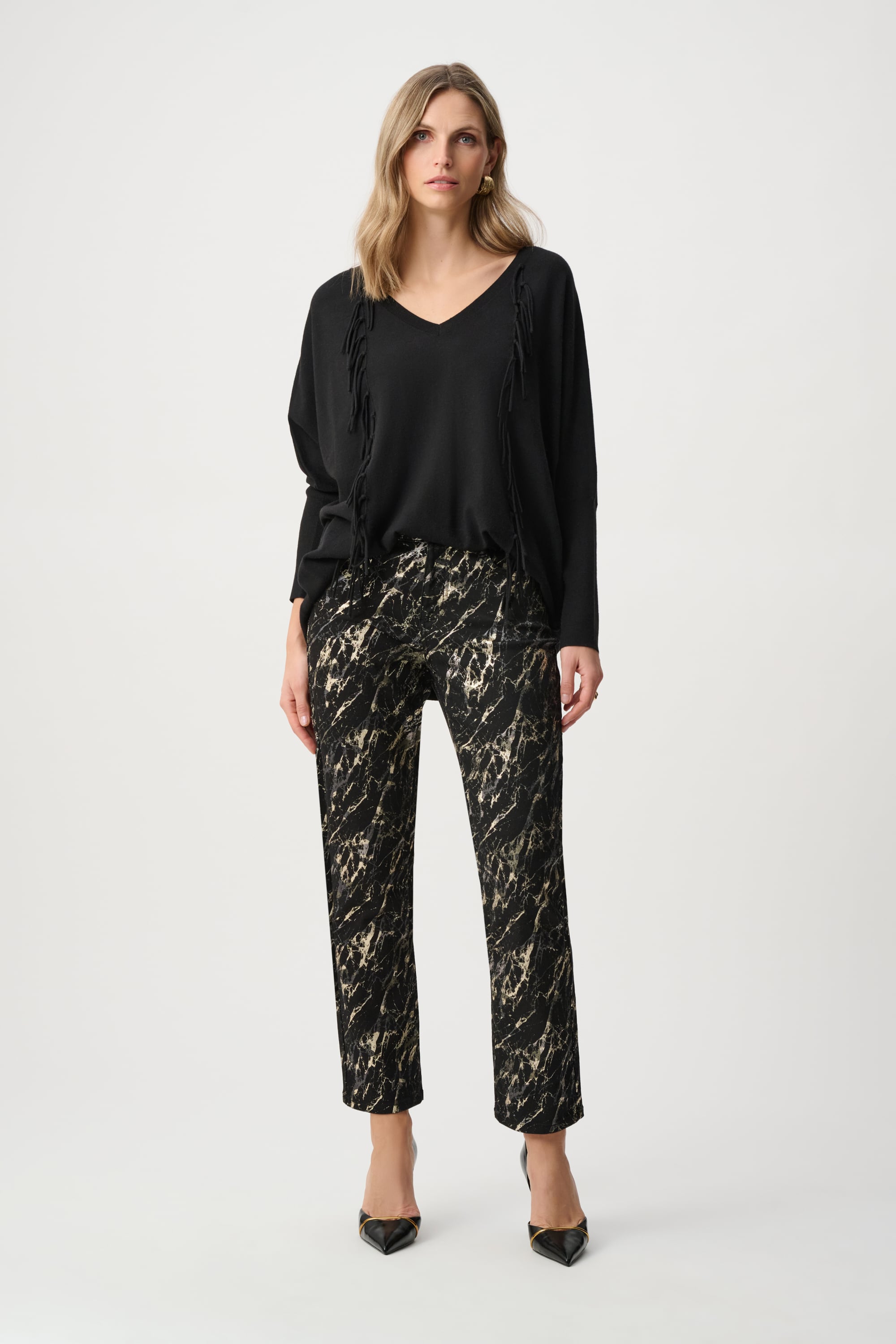Stretch Denim Abstract Print Straight Leg Classic Jeans
