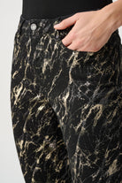 Stretch Denim Abstract Print Straight Leg Classic Jeans