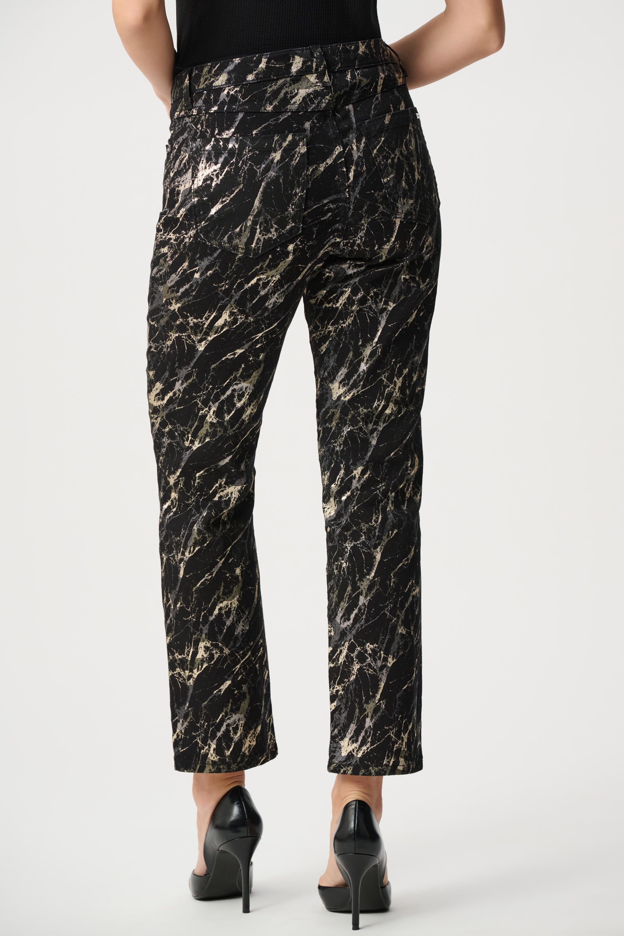 Stretch Denim Abstract Print Straight Leg Classic Jeans
