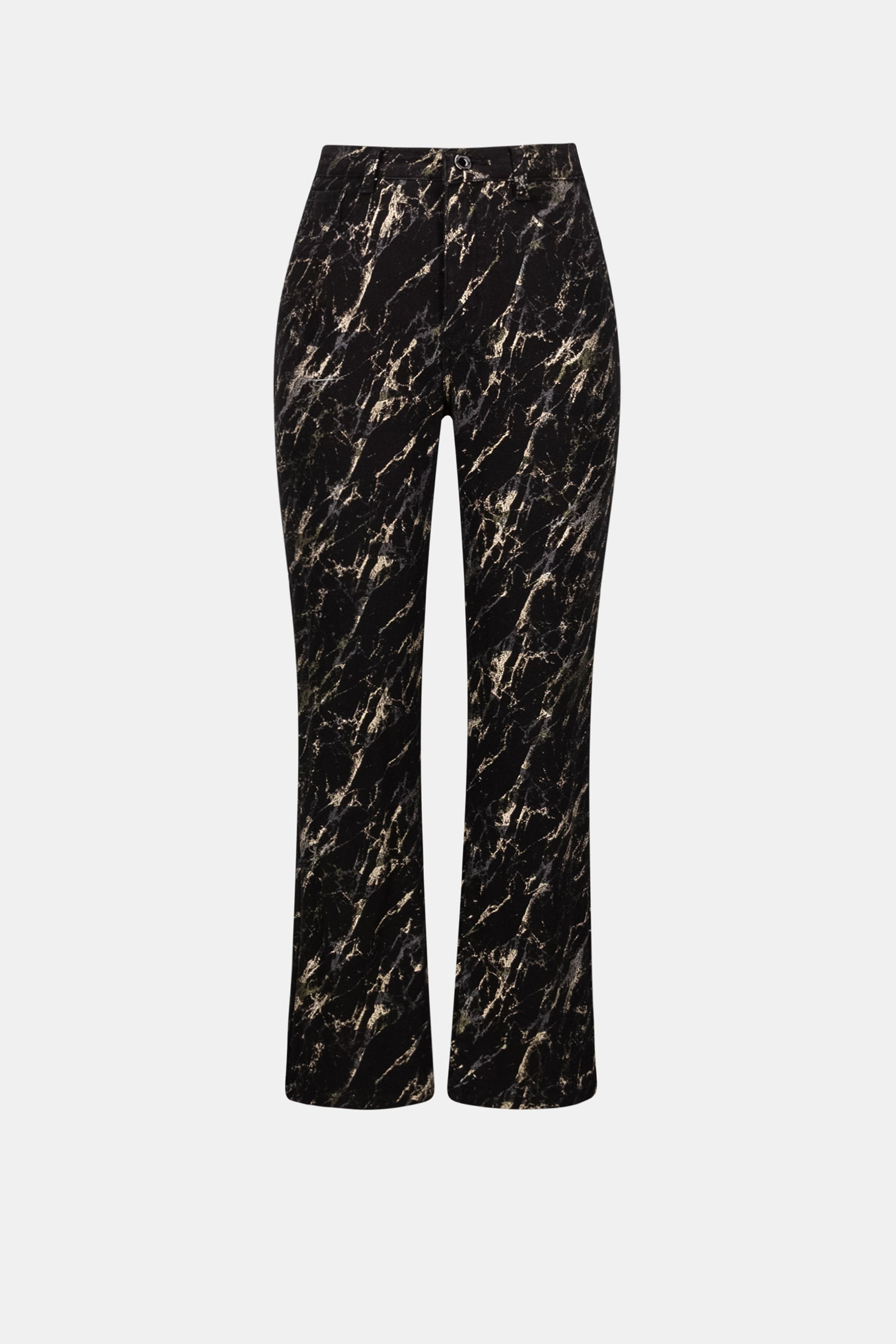 Stretch Denim Abstract Print Straight Leg Classic Jeans