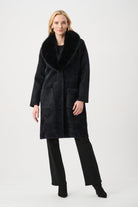 Feather Yarn Knit Coat With Detachable Faux Fur Collar