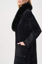 Feather Yarn Knit Coat With Detachable Faux Fur Collar