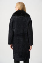 Feather Yarn Knit Coat With Detachable Faux Fur Collar