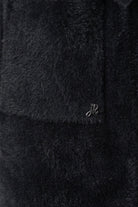 Feather Yarn Knit Coat With Detachable Faux Fur Collar
