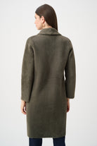 Feather Yarn Knit Coat With Detachable Faux Fur Collar