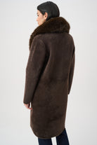 Feather Yarn Knit Coat With Detachable Faux Fur Collar