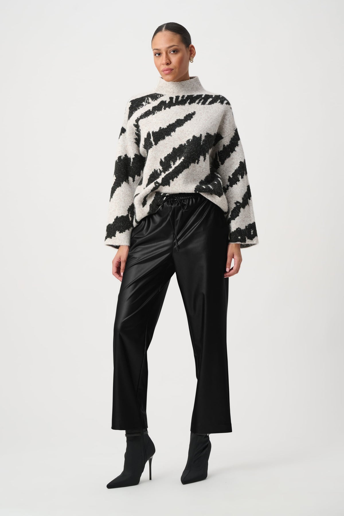 Joseph Ribkoff Leatherette Drawstring Pants-264036, colour 11