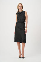 Joseph Ribkoff Recycled Satin Lace Trim Midi Skirt-264037, colour 11