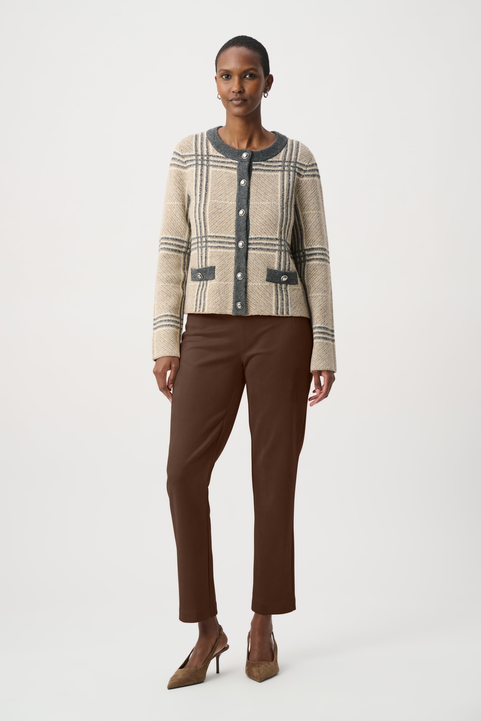 Joseph Ribkoff Faux Suede Pull-On Pants-264048, Brown
