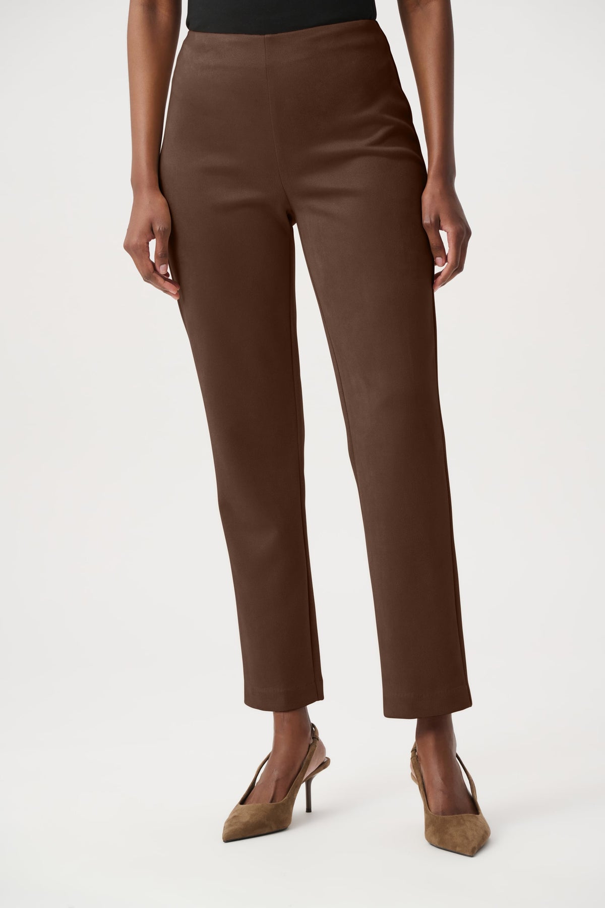 Joseph Ribkoff Faux Suede Pull-On Pants-264048, Brown
