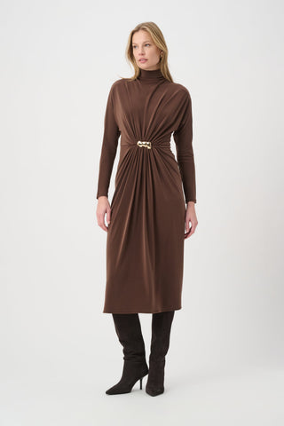 Joseph Ribkoff Draped Waist Turtleneck Dress-264065