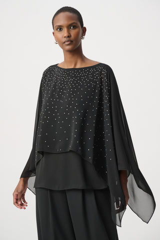 Joseph Ribkoff Rhinestone-Embellished Chiffon Poncho-264177