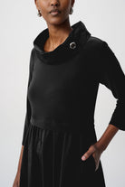 Joseph Ribkoff Shawl Collar Fit & Flare Dress-264184, Black
