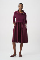 Joseph Ribkoff Shawl Collar Fit & Flare Dress-264184, Elderberry