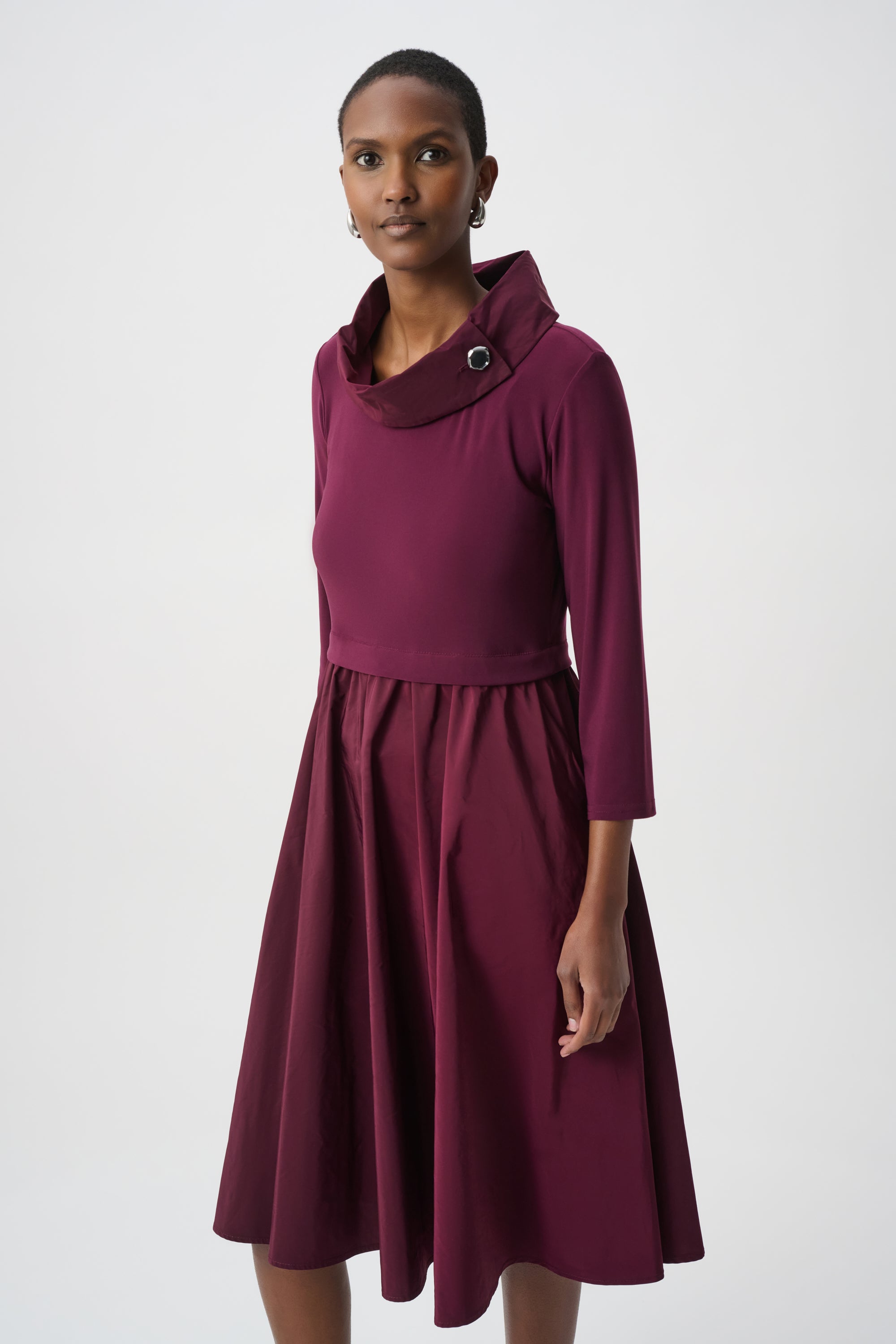 Joseph Ribkoff Shawl Collar Fit & Flare Dress-264184, Elderberry