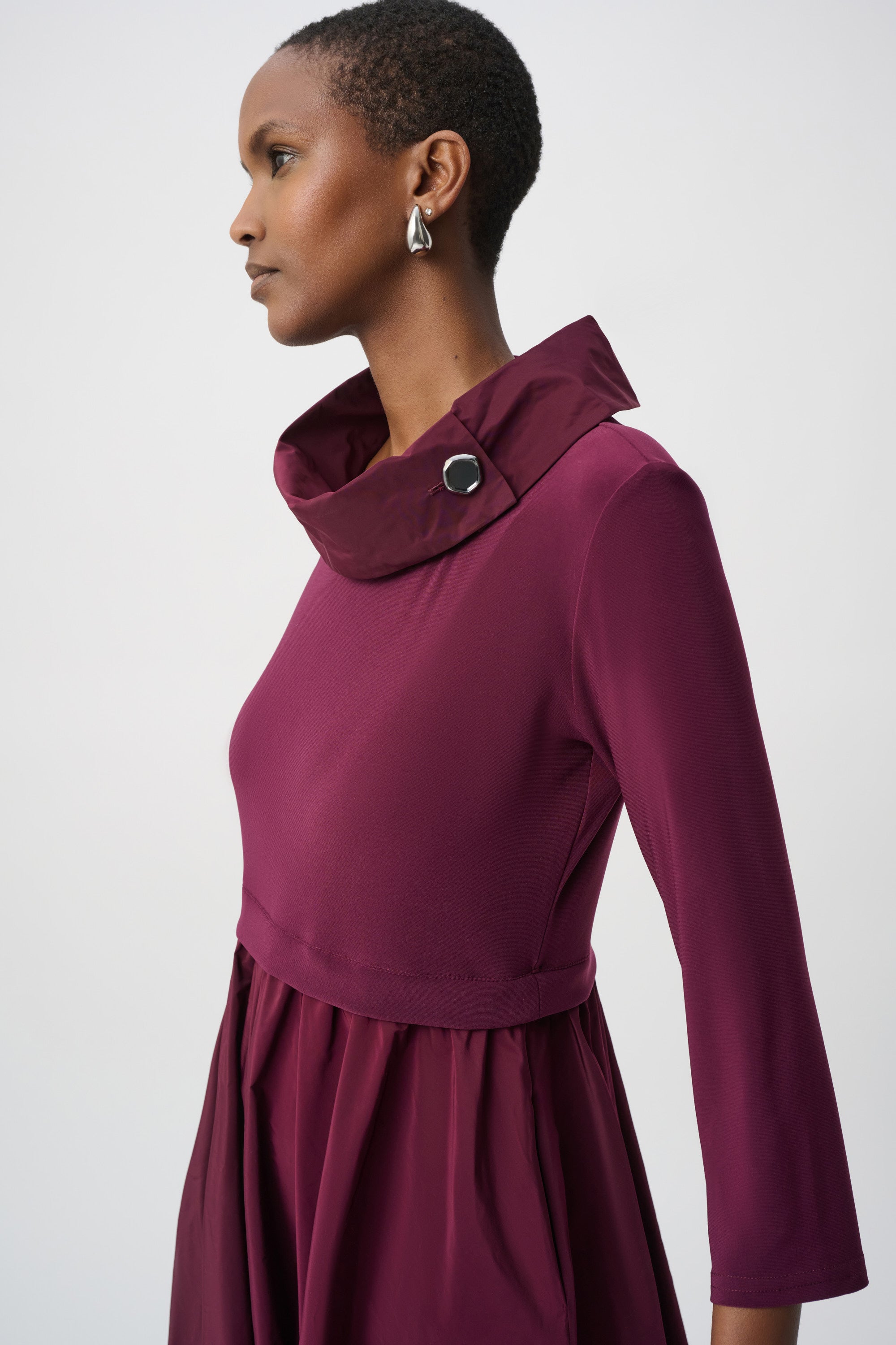 Joseph Ribkoff Shawl Collar Fit & Flare Dress-264184, Elderberry