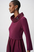 Joseph Ribkoff Shawl Collar Fit & Flare Dress-264184, Elderberry