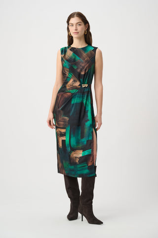 Joseph Ribkoff Abstract Print Satin Sleeveless Sheath Dress-264202