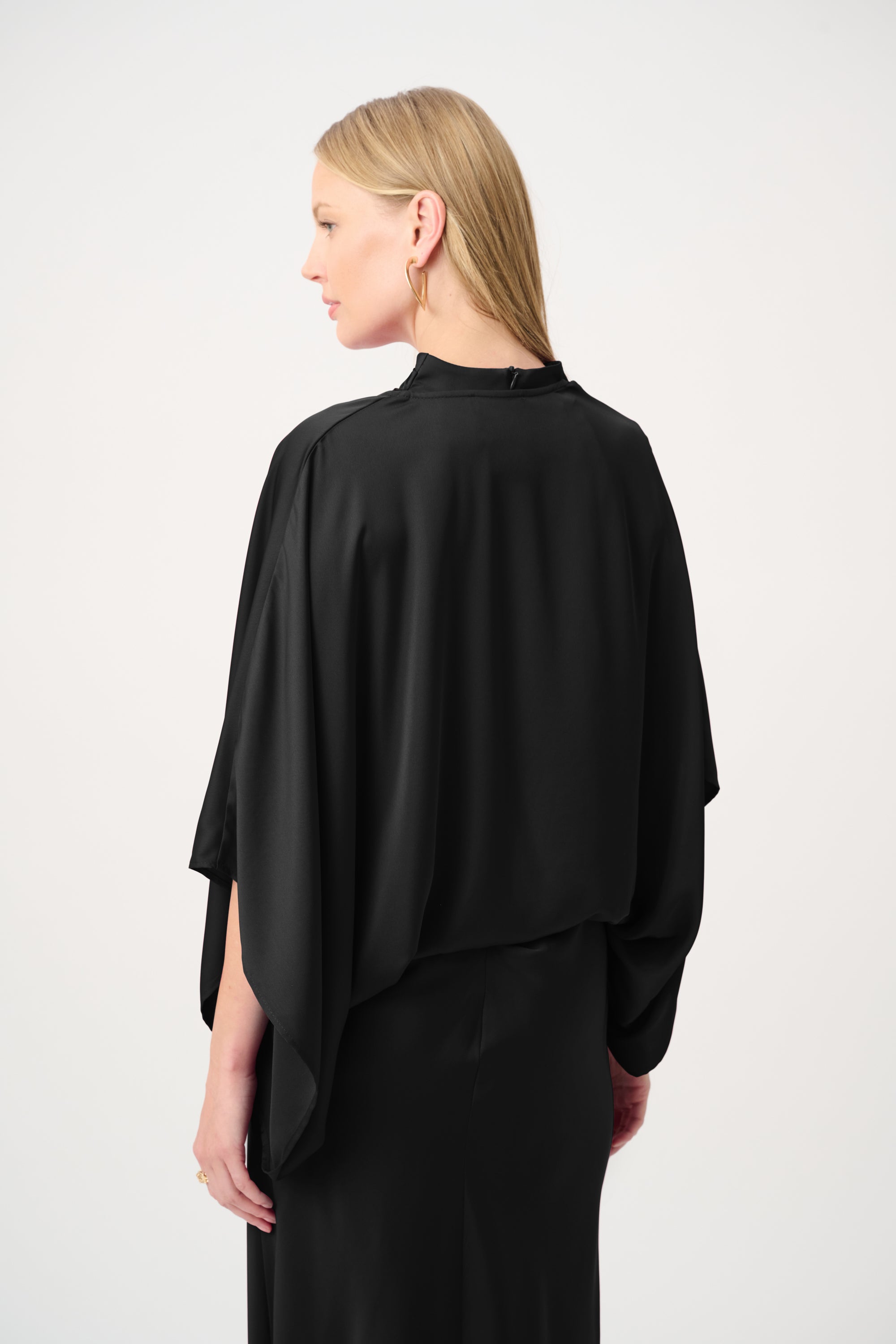 Joseph Ribkoff Satin Dolman Sleeve Cover-Up-264731, Black