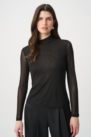 Joseph Ribkoff Rhinestone Mesh Long Sleeve Top-264916