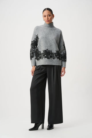 Joseph Ribkoff Lace Applique Mock Neck Sweater-264935