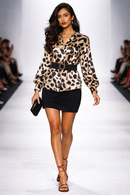 Frank Lyman Camel and Black Satin Top-223610