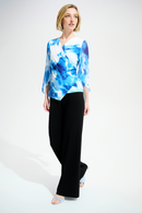 Joseph Ribkoff Signature | Silky Knit Floral Print Wrap Top With Chiffon Sleeves-261775