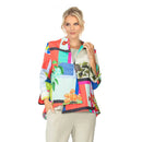 One Button Floral-Print Asymmetric Jacket- 7261J