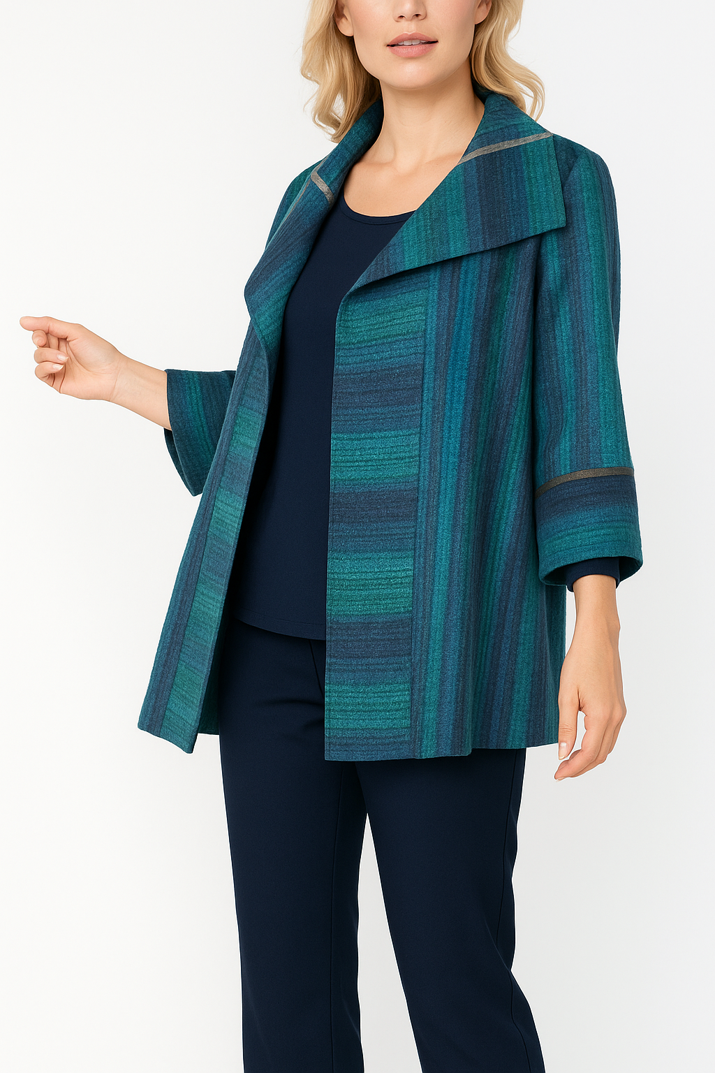 IC Collection Sparing Trim Open Jacket | Unique Apparel USA