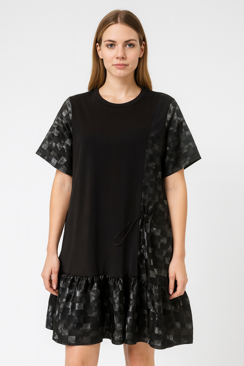 Kozan Mixed-Media Ruffle Dress- IL-1814-Cosmo