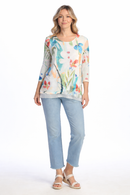 Jess & Jane Abstract Print Burnout Tunic-46-2058-LEMONADE