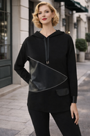 Joseph Ribkoff Faux Leather Hoodie-223161